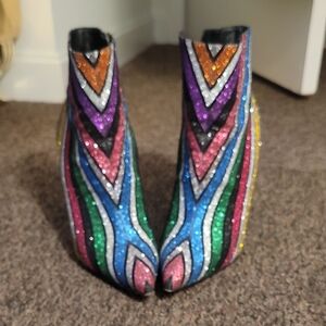 Christian Louboutin Multicolor Sequin Ankle Boots